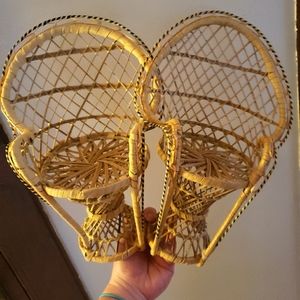 2 Mini Rattan Wicker Peacock Chairs